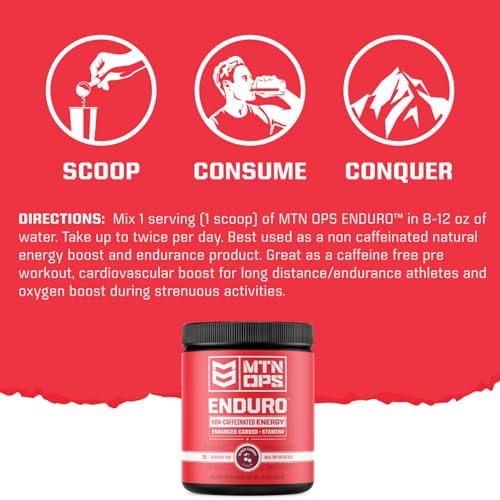 MTN OPS Enduro Nitric Oxide Supplement & Stim-Free Pre Workout - 30 Servings - with Magnesium Citrate, Beet Root Powder, Niacinamide, L Arginine & L Citrulline - Peach Zing Flavor
