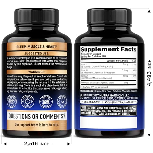 Magnesium Glycinate 500 mg - Chelated Supplement - High Absorption Form of Magnesium - Support for Sleep, Muscle & Heart Health