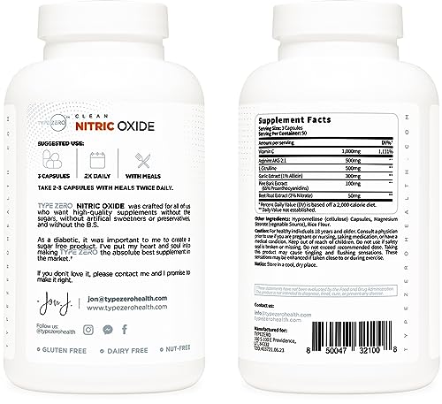 Type Zero Nitric Oxide 6X Booster, 150 Veggie Capsules - Natural Supplement - Beetroot Type ZeroBuy Supplements Australia