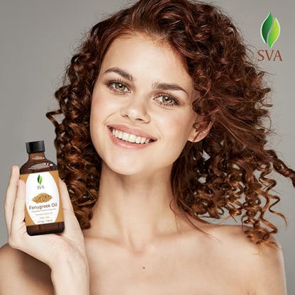 SVA Fenugreek Oil 4oz (118ml) Premium Carrier Oil with Dropper for Hair Care, Hair Oiling, Scalp Massage SVA ORGANICSBuy Supplements Australia