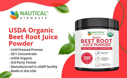 Beet Juice Powder Organic - Cold Pressed - 20:1 Concentrate - Concentrated Beet Root Nautical ElementsBuy Supplements Australia