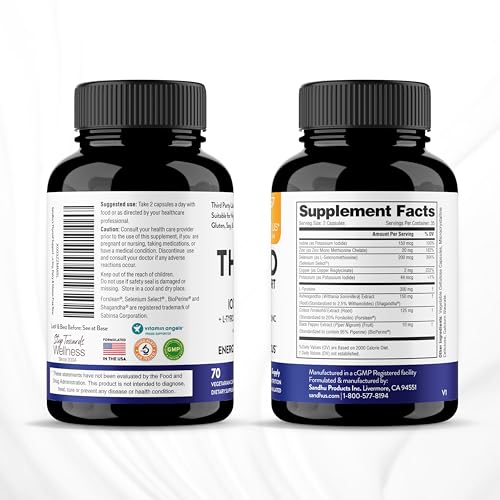 Sandhu's Thyroid Support Complex with Iodine Supplement|60 Capsules, 30 Days Supply Sandhu'sBuy Supplements Australia