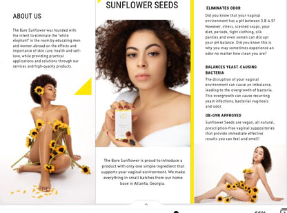 Sunflower Seeds - Vegan Vaginal Suppositories The Bare SunflowerBuy Supplements Australia