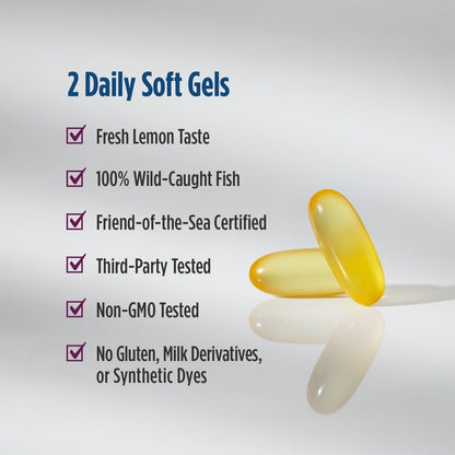 Nordic Naturals Complete Omega Xtra, Lemon - 60 Soft Gels - 1360 mg Omega-3 + 76 mg GLA - Healthy Skin - Cognition - Non-GMO - 30 Servings Nordic NaturalsBuy Supplements Australia
