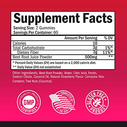 Sugar Free Beet Root Gummies - Nitric Oxide Beet Chews Infused with Coconut Oil BioSchwartzBuy Supplements Australia