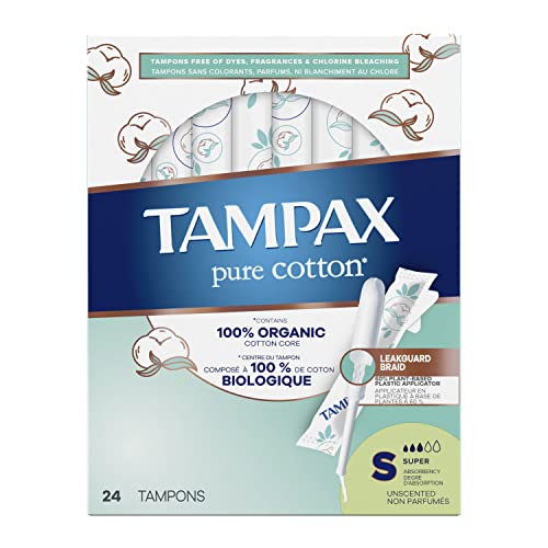 TAMPAX Pure 100% Organic Cotton Core Super Absorbency Tampons - 24 ct TampaxBuy Supplements Australia