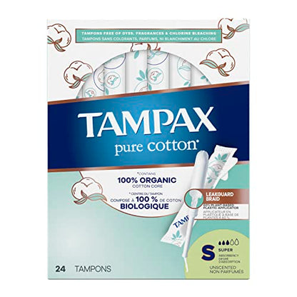 TAMPAX Pure 100% Organic Cotton Core Super Absorbency Tampons - 24 ct TampaxBuy Supplements Australia