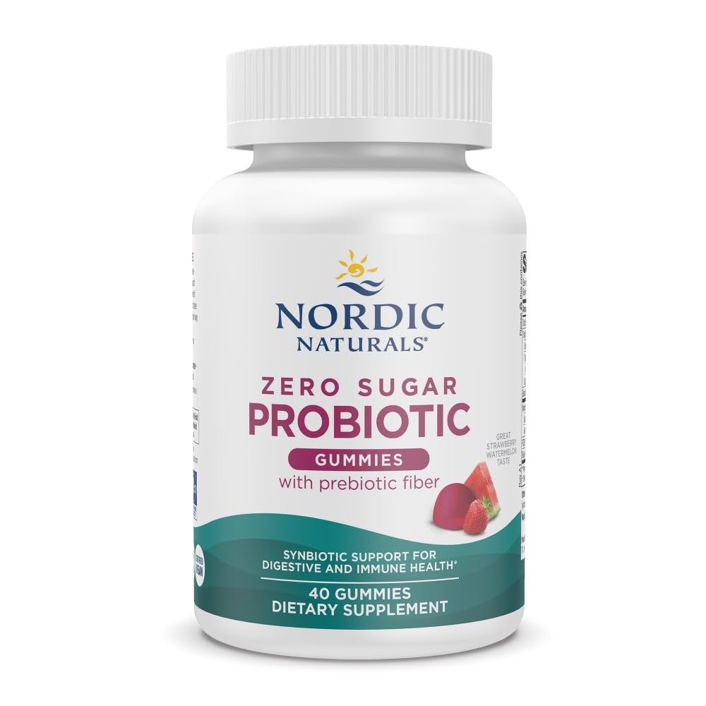 Nordic Naturals Zero Sugar Probiotic Gummies - Strawberry Watermelon Flavor - 40 Gummies - Supports Digestive Wellness & Immune Health - Non-GMO - Third Party Tested - Vegan - 20 Servings Nordic NaturalsBuy Supplements Australia