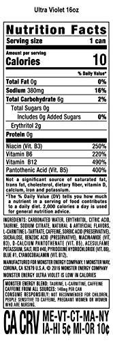 Monster Energy Ultra Violet, Sugar Free Energy Drink, 16 Ounce (Pack of 15) Monster EnergyBuy Supplements Australia