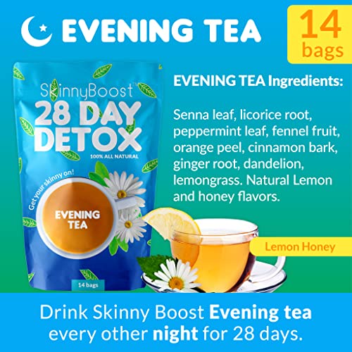 SkinnyBoost 28 Day Detox Tea Kit-1 Daytime (28 Bags) 1 Evening (14 Bags) Non GMO SkinnyBoostBuy Supplements Australia