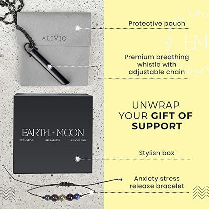 Mindful Breathing Necklace for Anxiety Stress Relief - Earth and Moon Stainless Steel Anxiety EARTH AND MOONBuy Supplements Australia