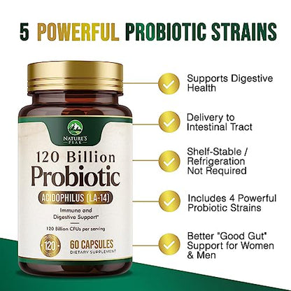 Nature's Peak Probiotics for Digestive Health - 120 Billion CFU with Diverse Strains Nature's PeakBuy Supplements Australia
