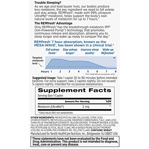 REMfresh 2mg Advanced Melatonin Sleep Aid Supplement (36 Caplets) REMfreshBuy Supplements Australia