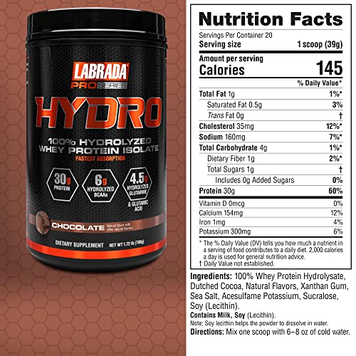 Labrada Hydro 100% Pure Hydrolyzed Whey Protein Isolate Powder, Lactose Free LabradaBuy Supplements Australia
