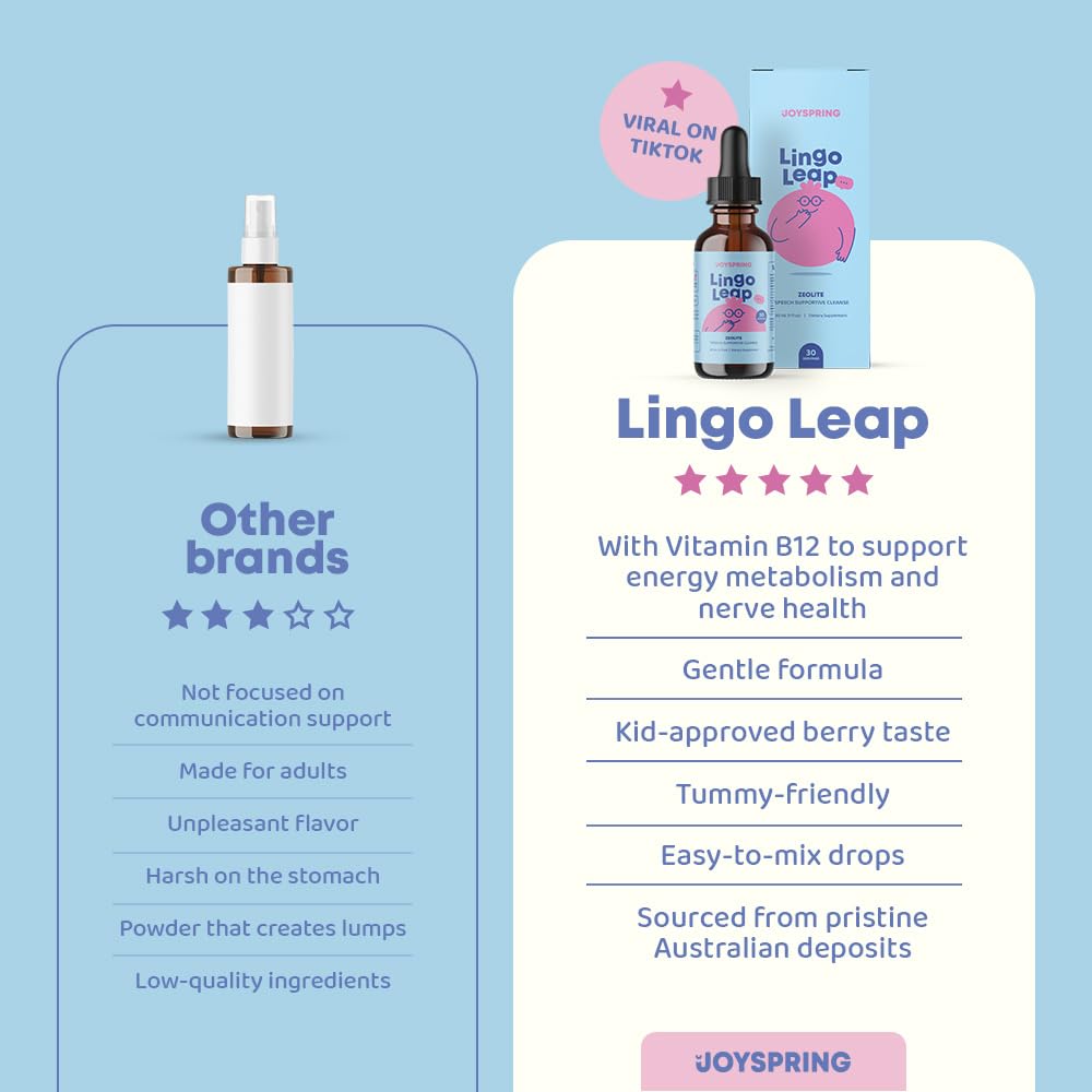 JoySpring LingoLeap – Liquid Kids Formula with Zeolite Clinoptilolite, Methylated B12 & Vitamin D3 | Gentle Daily Support for Kids’ Wellness