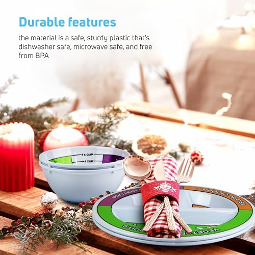 Portion Control Bariatric Plates and Bowls Set of 2 (4pcs Total) - Self-Measuring Plates HeroFiberBuy Supplements Australia