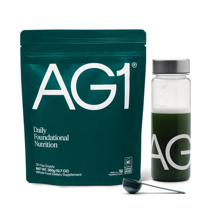 AG1 Greens Powder Supplement | Improve Gut Health | Multivitamin, Probiotic, Gluten Free, Vegan and Keto Friendly | Shaker & Scoop Included | 75 Vitamins (Athletic Greens), Classic Formula AG1Buy Supplements Australia
