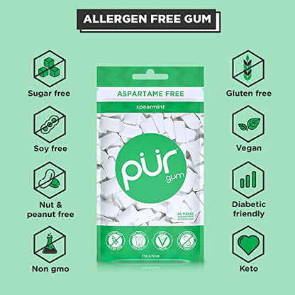 PUR Gum | Aspartame Free Chewing Gum | 100% Xylitol | Natural Spearmint Flavored Gum PURBuy Supplements Australia