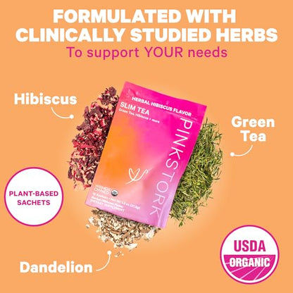 Pink Stork Slim Tea with Organic Dandelion Root, Green Tea, Ginger and Hibiscus for Detox Pink StorkBuy Supplements Australia