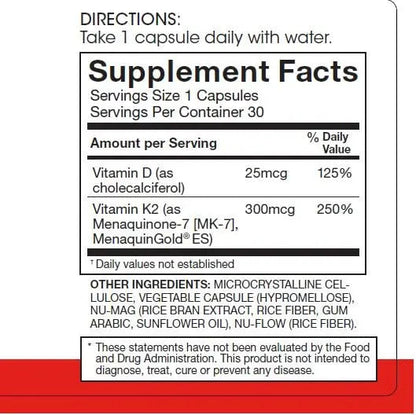 Silver Fern Vitamin K2-D3 Supplement Brand - Natural, Non-Synthetic - K2-7 as Menaquinone-7 (MK-7) - D3 as cholecalciferol Silver Fern