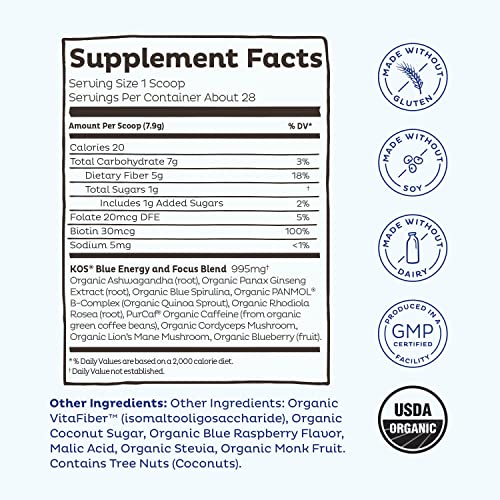 KOS USDA Organic Energizing Blue Spirulina Blend - 70 mg Organic Caffeine, B-Complex KOSBuy Supplements Australia