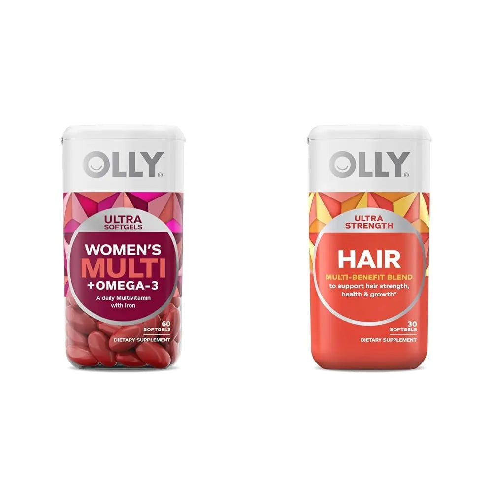 OLLY Ultra Women's Multi Softgels & Ultra Strength Hair Softgels, Supports Hair Health, Biotin, Keratin, Vitamin D, B12, Hair Supplement, 30 Day Supply - 30 Count OLLYBuy Supplements Australia