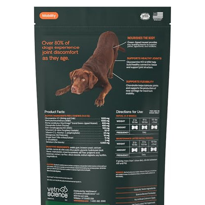 VetriScience Ultimate Strength Healthy Hip & Joint Chews, GlycoFlex Glucosamine, Chondroitin and Green-Lipped Mussel Joint Support Supplement for Dogs, Soothe Joint Discomfort, Duck, 120 Count VETRISCIENCEBuy Supplements Australia