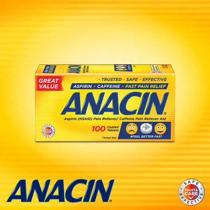 Anacin Fast Pain Relief Pain Reducer Aspirin Tablets, 200 Tabs (Value Pack of 2) ANACINBuy Supplements Australia
