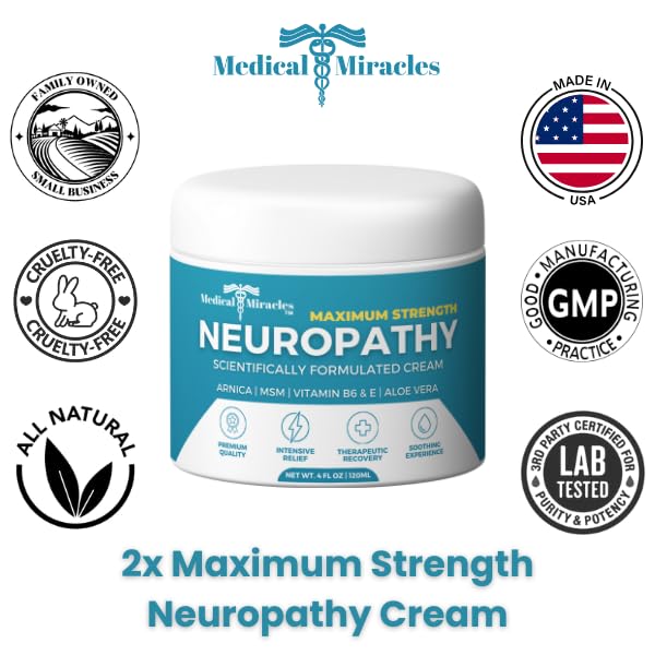 Medical Miracles Neuropathy Cream | Nerve Therapy Max-Potency Relief Cream for Feet, Hands, Legs, and Toes - Enriched with Arnica, Vitamin B6, Aloe Vera, MSM - Crafted for Exceptional Relief 4oz Medical MiraclesBuy Supplements Australia