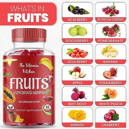 The Vitamin Kitchen Fruit and Veggies Gummies-120 Chews 60 Super Fruits The Vitamin KitchenBuy Supplements Australia