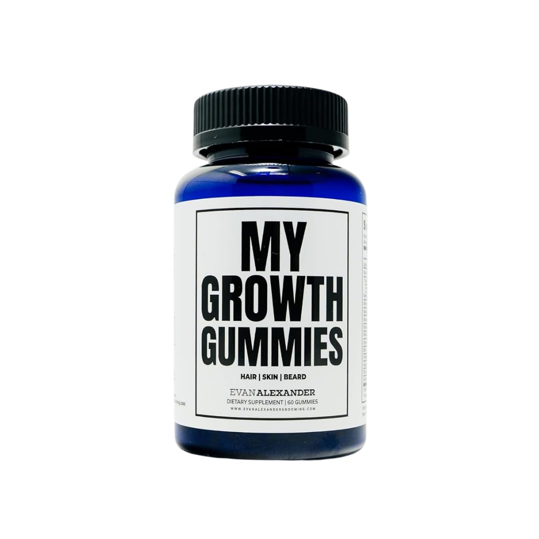 Evan Alexander Grooming My Growth Gummies | Healthy Hair & Beard Growth Support | Stronger Hair Follicles & Better Skin | Strawberry & Coconut Flavor | Vitamins C, D3, B6, B12 & Biotin | 60 Gummies Evan Alexander Fine GroomingBuy Supplements Australia