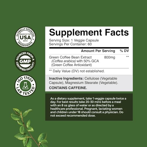 Pure Green Coffee Bean Extract - 800 mg Green Coffee Extract Caffeine Energy Pills Bio SenseBuy Supplements Australia