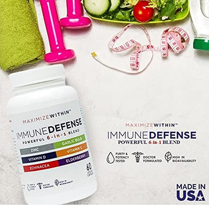 Maximum Slim Powerful 6-in-1 Immune Support Supplement with Zinc, Vitamin C, Elderberry, Vitamin D, Echinacea, & Garlic, 60 Count Maximum SlimBuy Supplements Australia