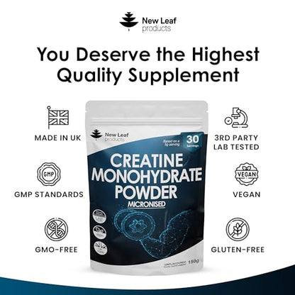 Creatine Monohydrate Powder 100% Pure Micronized Creatine - 150g Increased Absorption NEW LEAF PRODUCTSBuy Supplements Australia