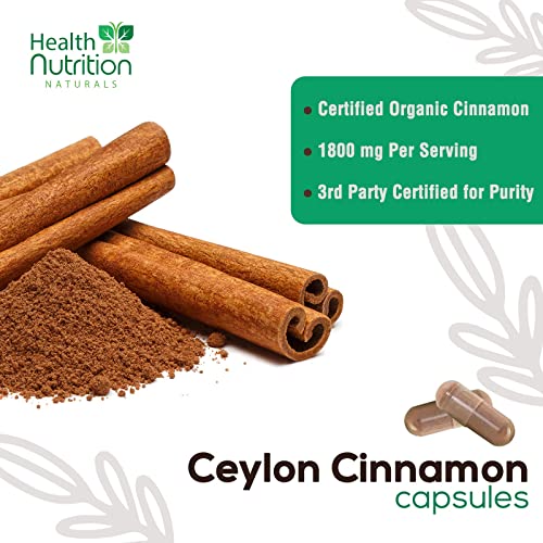 Pure Ceylon Cinnamon Capsules - Certified Organic Cinnamon Pills, Non-GMO, Dairy & Gluten Health Nutrition NaturalsBuy Supplements Australia