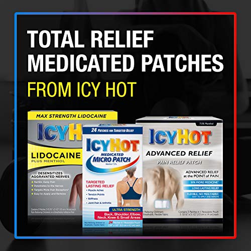 Icy Hot Original Pain Relief Patch, Large Size Comfortable Fabric Patches with Menthol 5%, Ice and Heat Contrast Therapy for Backaches, Joints, Muscle Strains and Arthritis, 5 ct. Icy HotBuy Supplements Australia
