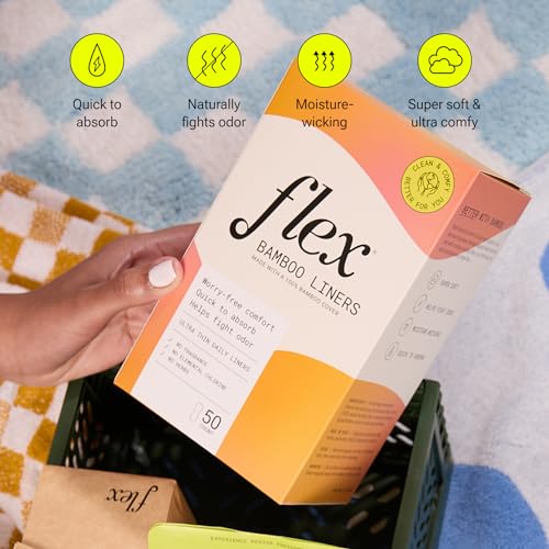 Flex Bamboo Panty Liners (50 Count) | Ultra Thin Daily Pantyliners | Fragrance-Free Feminine Care FLEXBuy Supplements Australia