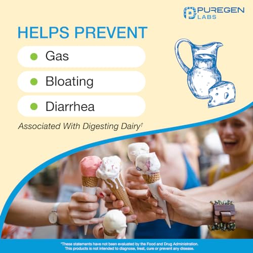Puregen Labs Dairy Relief Natural Fast Acting Lactase Enzyme 3000 FCC, Lactose Intoleran P Puregen LabsBuy Supplements Australia