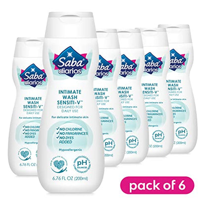 Saba Sensiti-V Intimate Wash, Feminine Hygiene Wash, 6.76 fl oz (Pack of 6) SabaBuy Supplements Australia