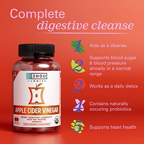 Zhou Nutrition Apple Cider Vinegar Gummies with The Mother, ACV Detox & Cleanse Zhou NutritionBuy Supplements Australia