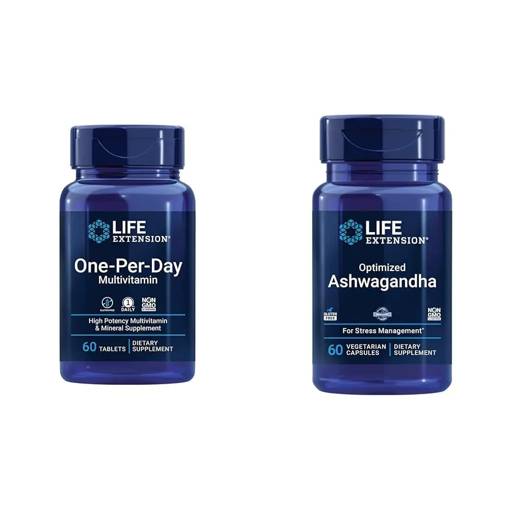 Life Extension One-Per-Day Multivitamin 60 Tablets and Optimized Ashwagandha 60 Capsules Bundle Life ExtensionBuy Supplements Australia