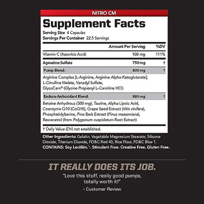 PMD Sports Nitro cm - Nitric Oxide with Agmatine Pre Workout Supplement - Muscle PMDBuy Supplements Australia