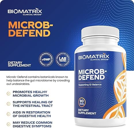 BioMatrix Biofilm Disruptor, GI Repair Digestive Supplement for Men and Women, Oil of Thyme, Oregano & Clove, Gut Microbiome & Intestinal Health Support | Microb-Defend (90 Softgels) BioMatrixBuy Supplements Australia