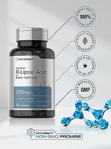 Stabilized R-Lipoic Acid 300mg | 60 Capsules | with Biotin Optimizer | Non-GMO, Gluten HorbäachBuy Supplements Australia