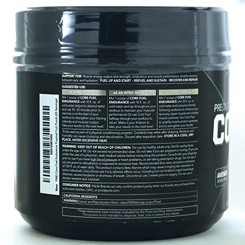 PMD Sports Core Fuel Endurance, Performance & Recovery - BCAAs, EAAs, Beta Alanine, Betaine Anhydrous, Glutamine, Electrolytes - Muscle Growth, Strength - Stim Free, Tropical Fruit Punch (25 Servings)