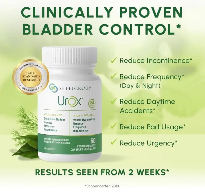 UROX Bladder Control, Safe and Effective Bladder Support Supplement for Men & Women, Helps Reduce Urinary Leakage, Frequency, Urgency, 180 Vegetarian Capsules UROXBuy Supplements Australia