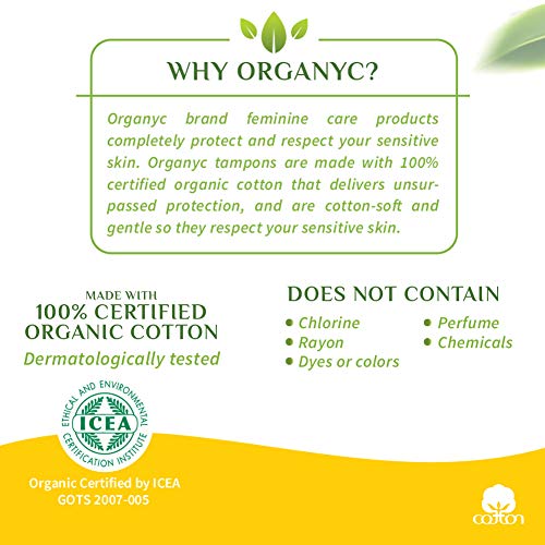 Organyc 100% Certified Organic Cotton Tampons, Plant-Based Eco-Applicator, Regular Flow, 16 Count OrganycBuy Supplements Australia