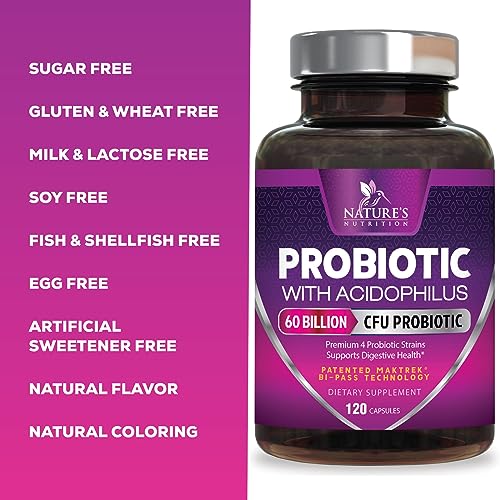 Probiotics, 60 Billion CFU per Serving, Probiotic with Prebiotics for Digestive & Immune Health Nature's NutritionBuy Supplements Australia