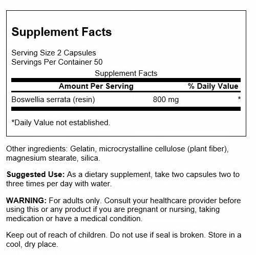 Swanson Boswellia - Herbal Supplement Promoting Joint Support - Ayurvedic Herb for Joint Flexibility & Mobility Support - Made with Boswellia Serrata Resin - (100 Capsules) (4 Pack) SwansonBuy Supplements Australia