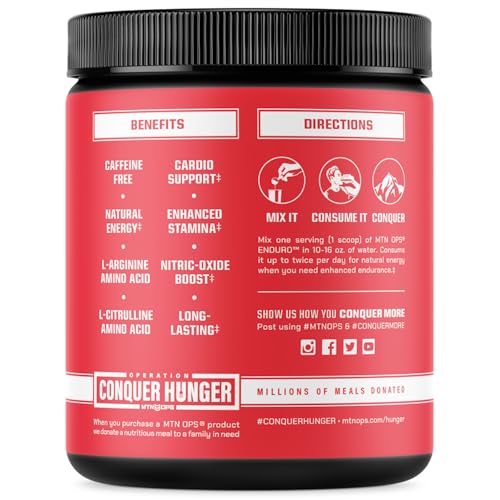 MTN OPS Enduro Trail Packs Nitric Oxide Supplement & Stim-Free Pre Workout - 20 Servings - with Magnesium Citrate, Beet Root Powder, Niacinamide, L Arginine & L Citrulline - Raspberry Flavor